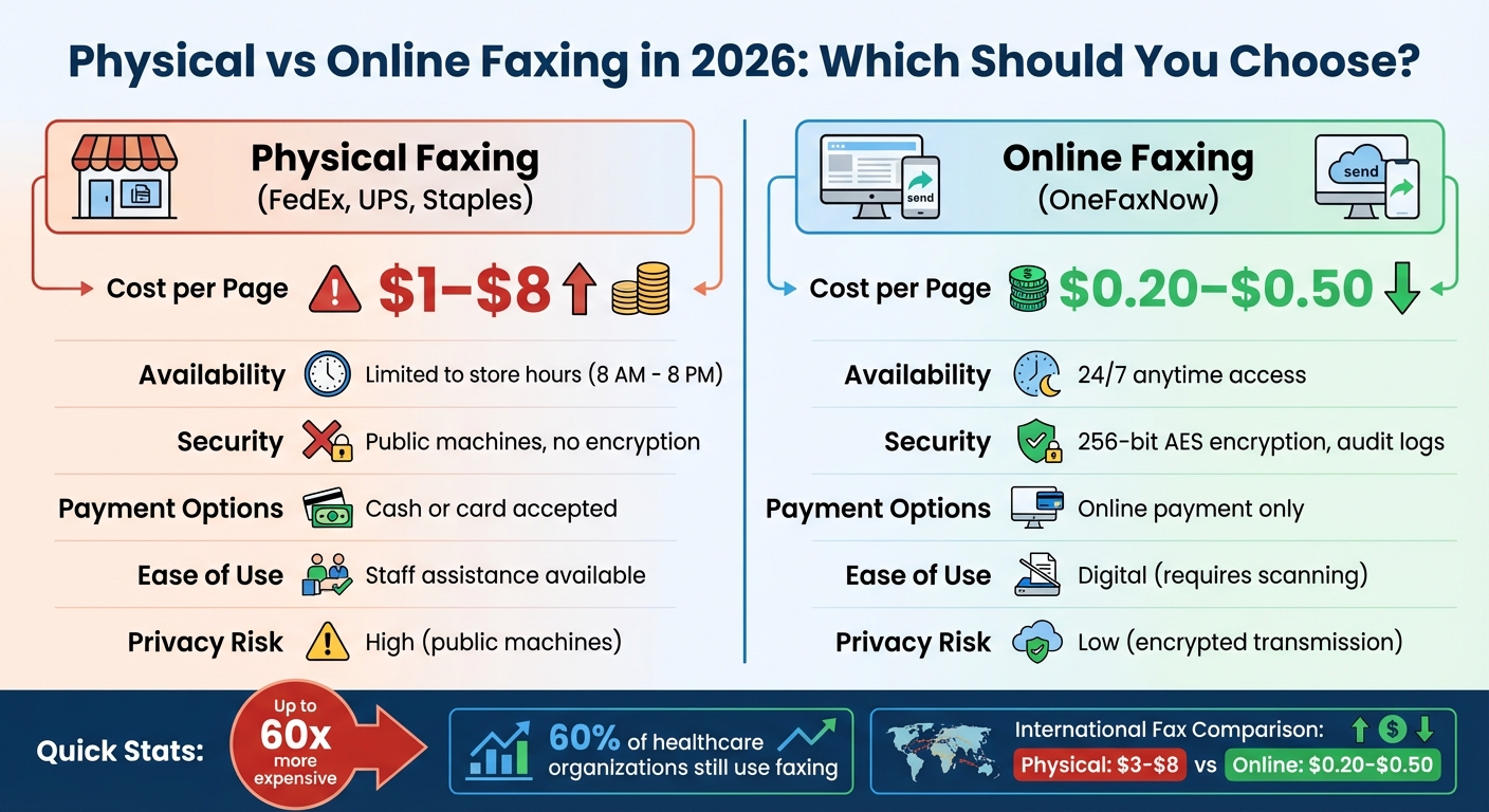 Physical vs Online Faxing Comparison 2026: Cost, Security, and Availability