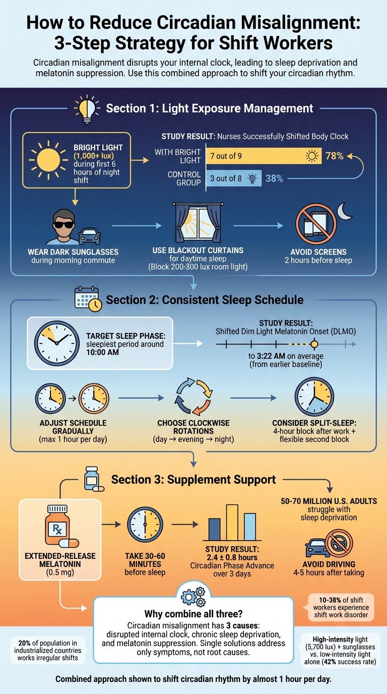 How to Reduce Circadian Misalignment: 3-Step Strategy for Shift Workers