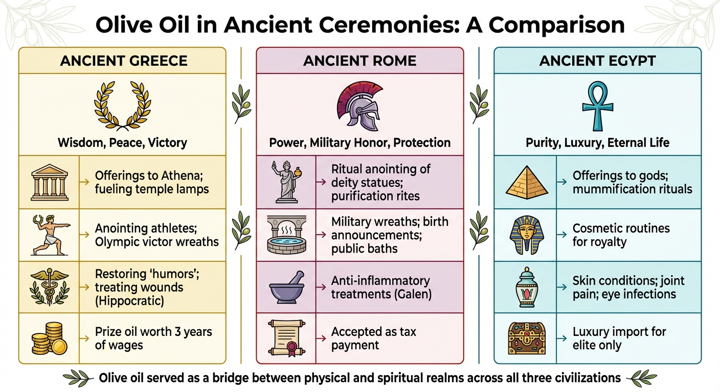 Ceremonial Uses of Olive Oil in Ancient Greece, Rome, and Egypt