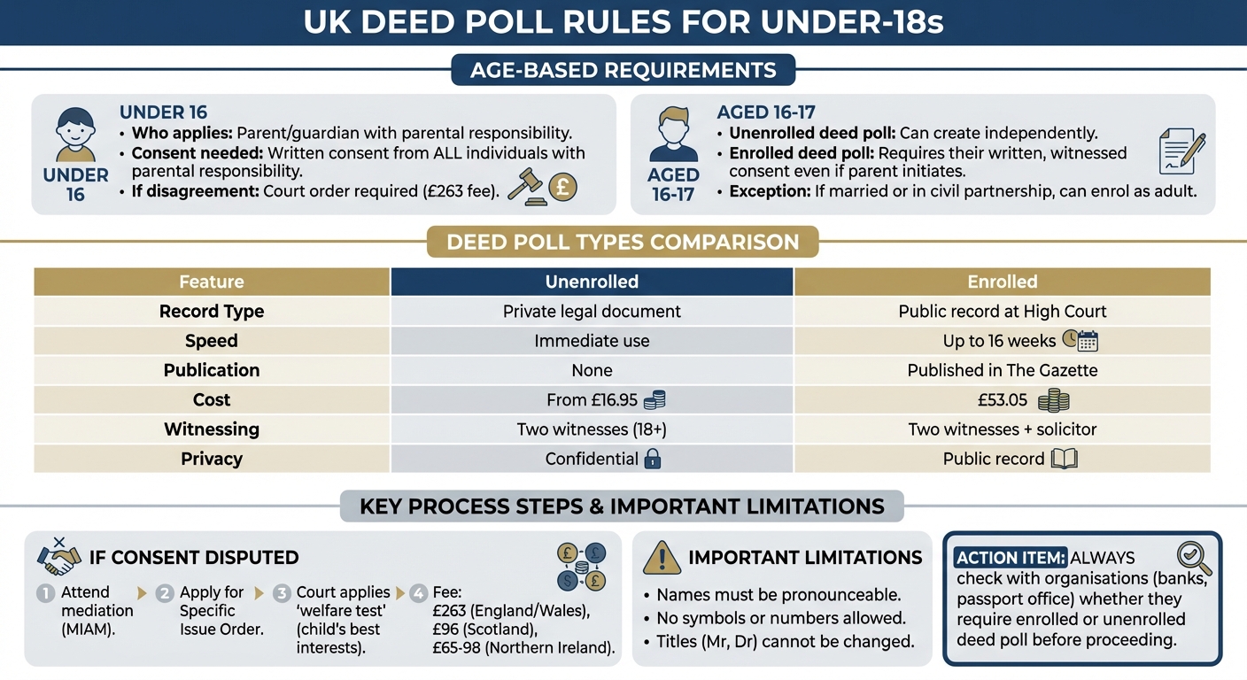 UK Deed Poll Rules for Under-18s: Age-Based Requirements and Process Comparison