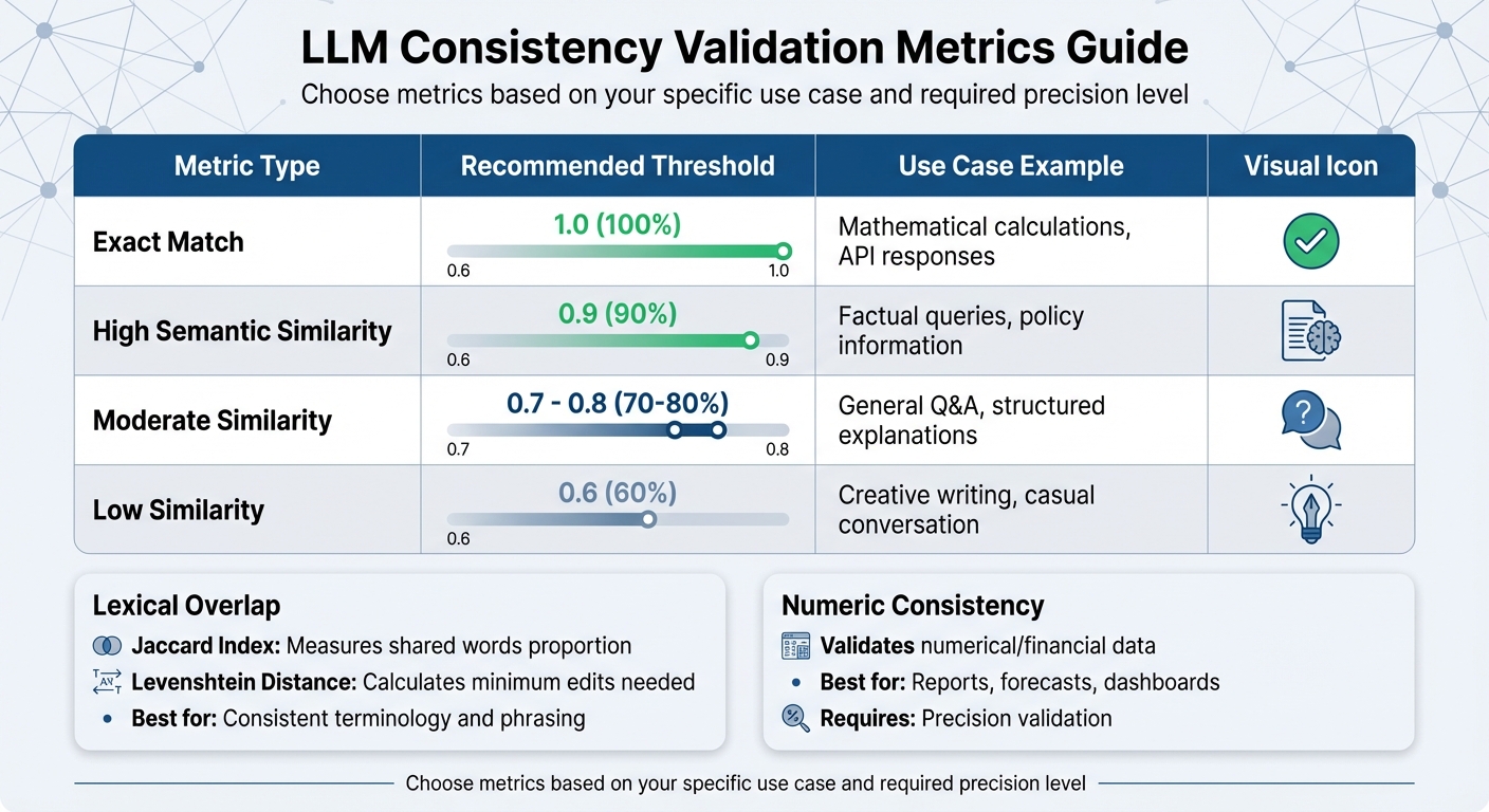 LLM Consistency Validation Metrics and Thresholds Guide
