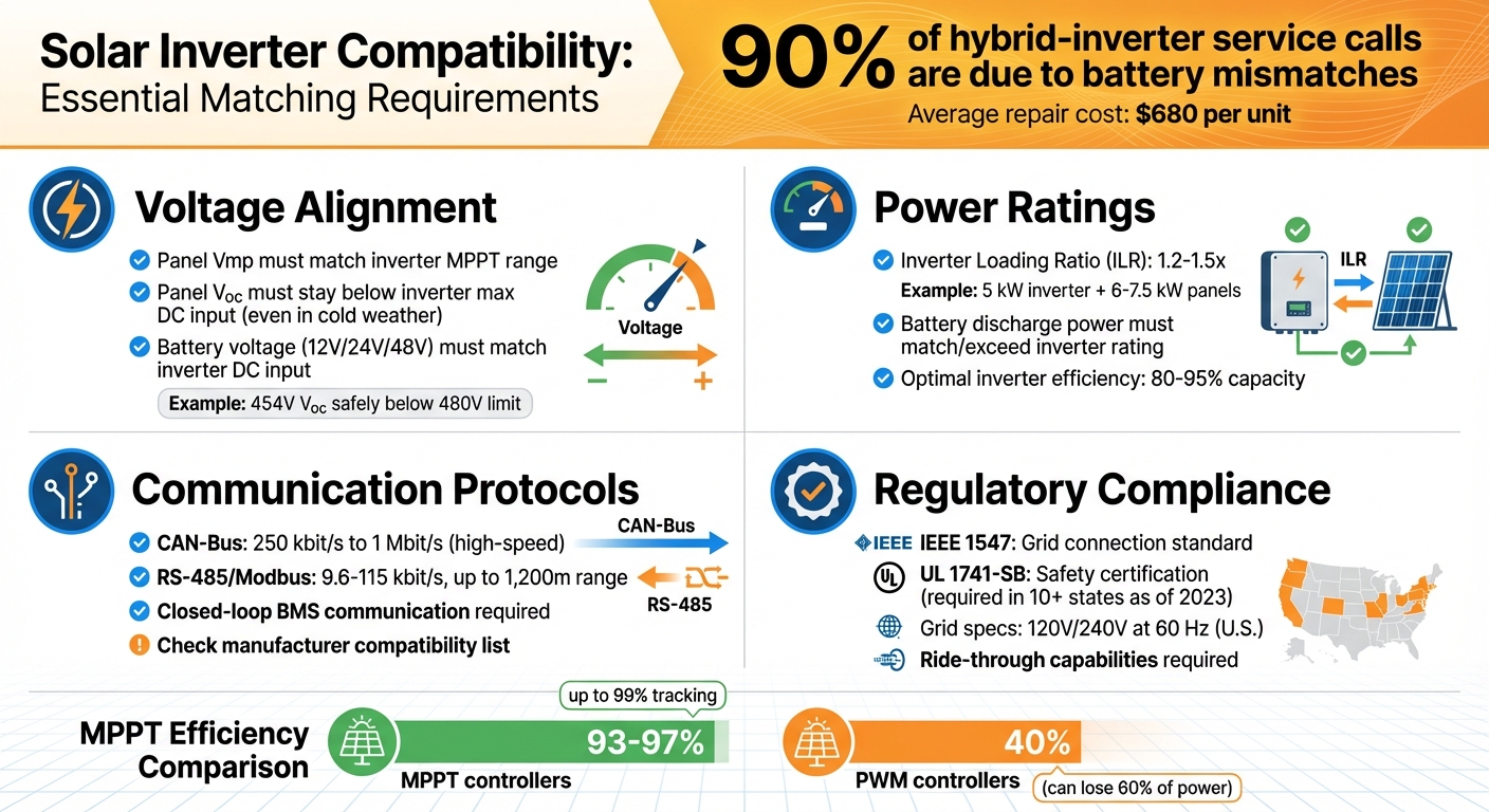 Solar Inverter Compatibility Checklist: Voltage, Power, and Protocol Requirements