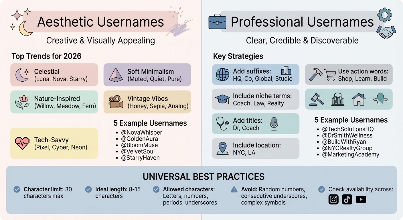 Aesthetic vs Professional Instagram Username Guide 2026
