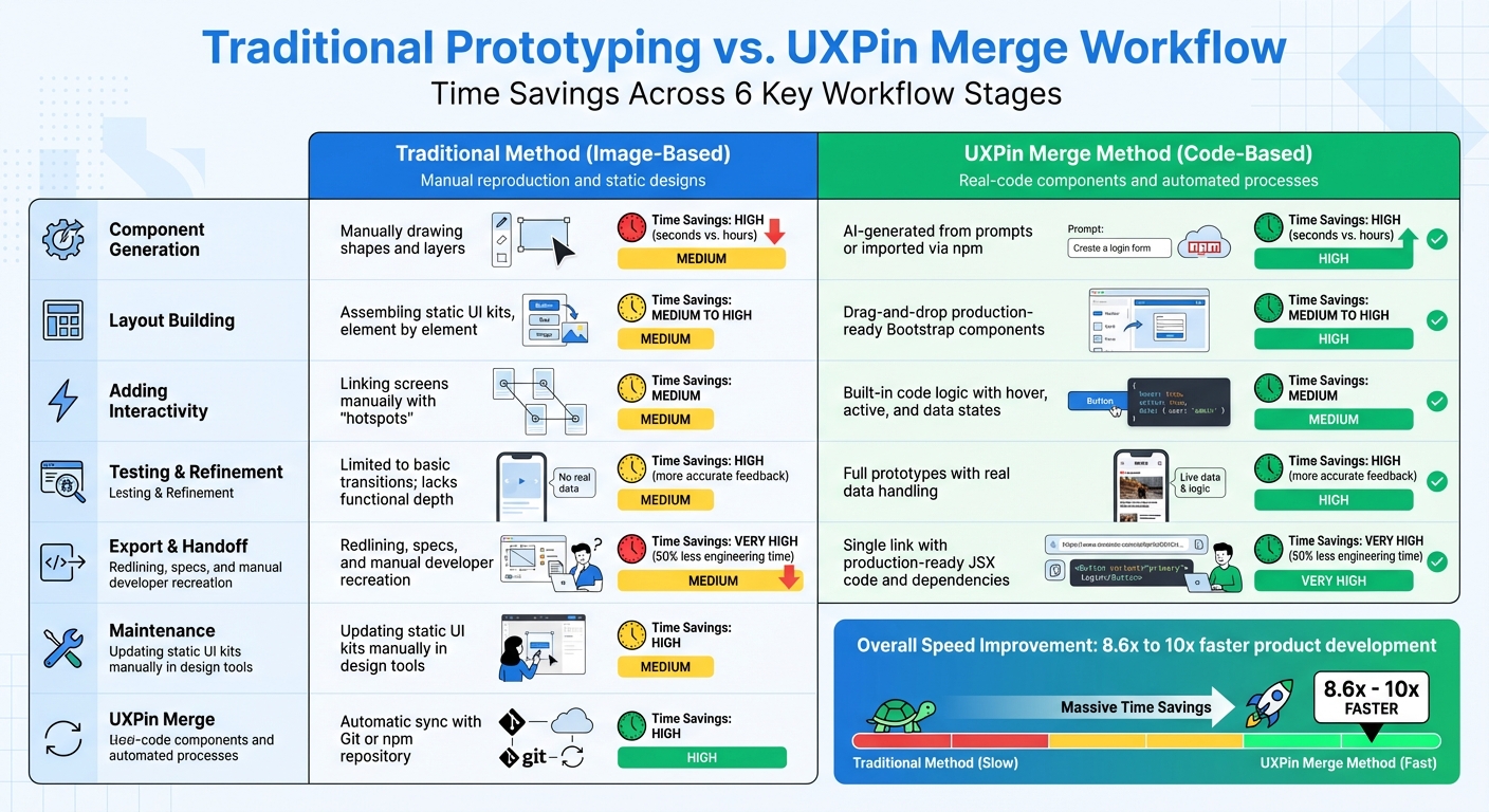 Traditional Prototyping vs UXPin Merge Workflow Comparison