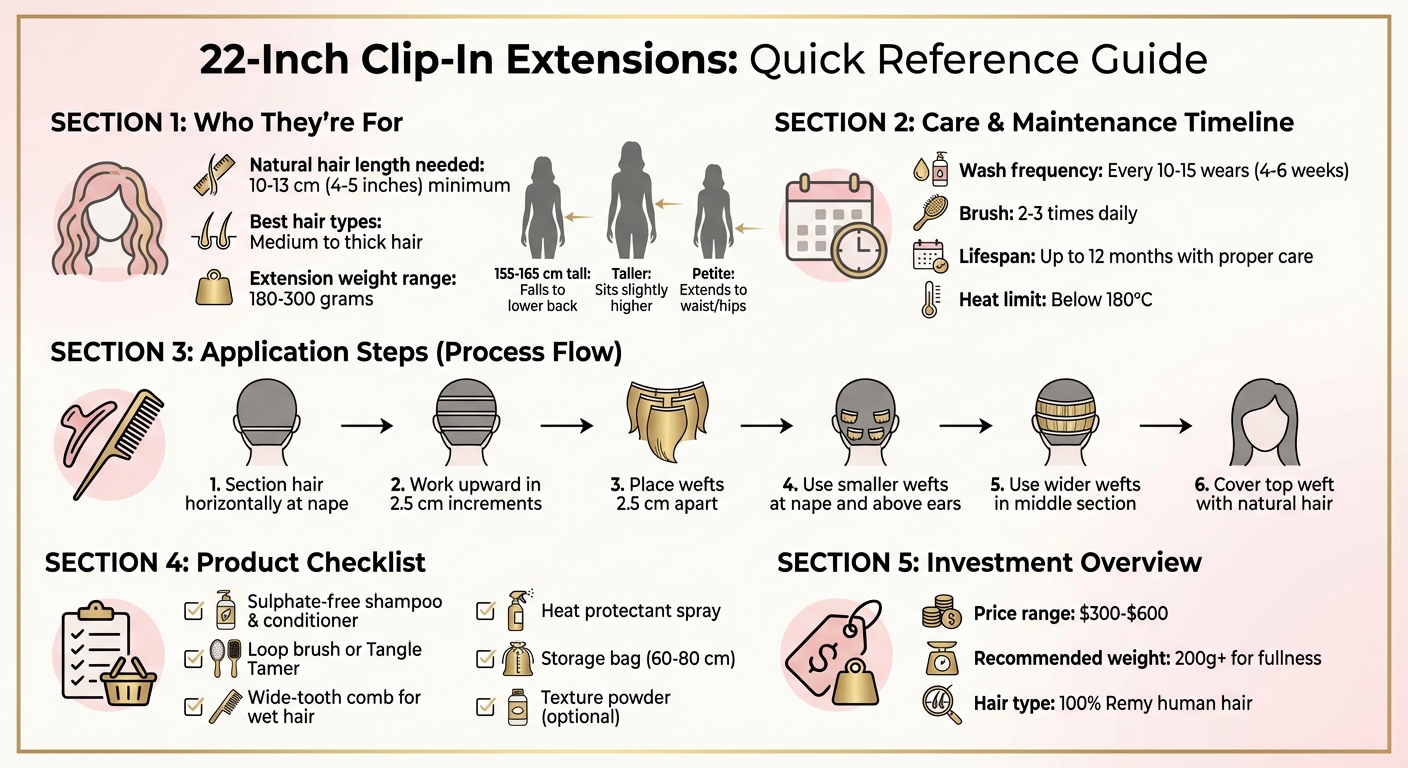 22-Inch Clip-In Hair Extensions Quick Reference Guide