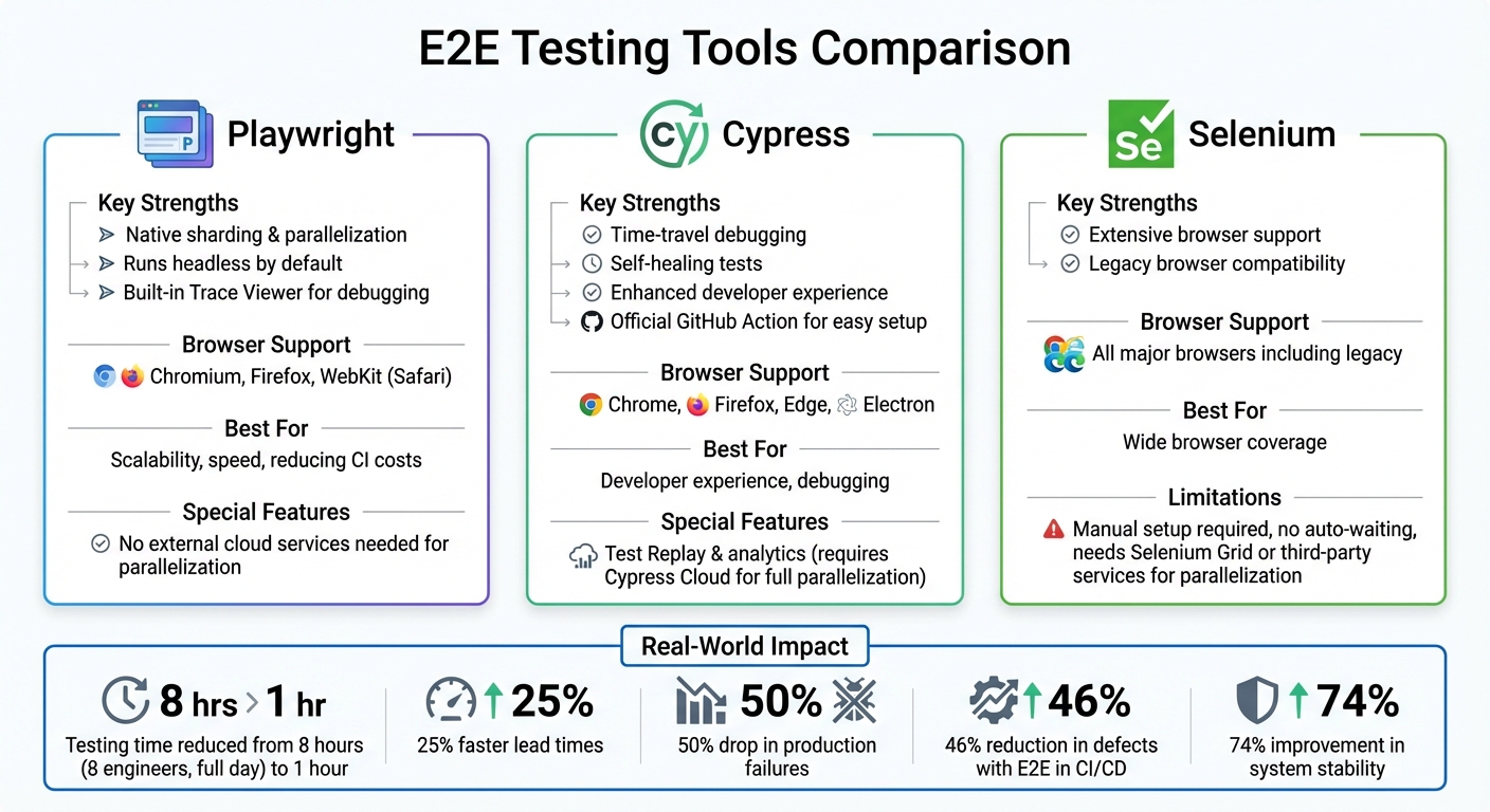 E2E Testing Tools Comparison: Cypress vs Playwright vs Selenium