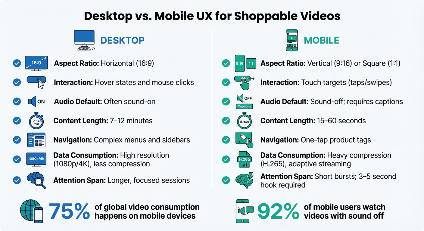 Mobile vs Desktop Shoppable Video UX Requirements
