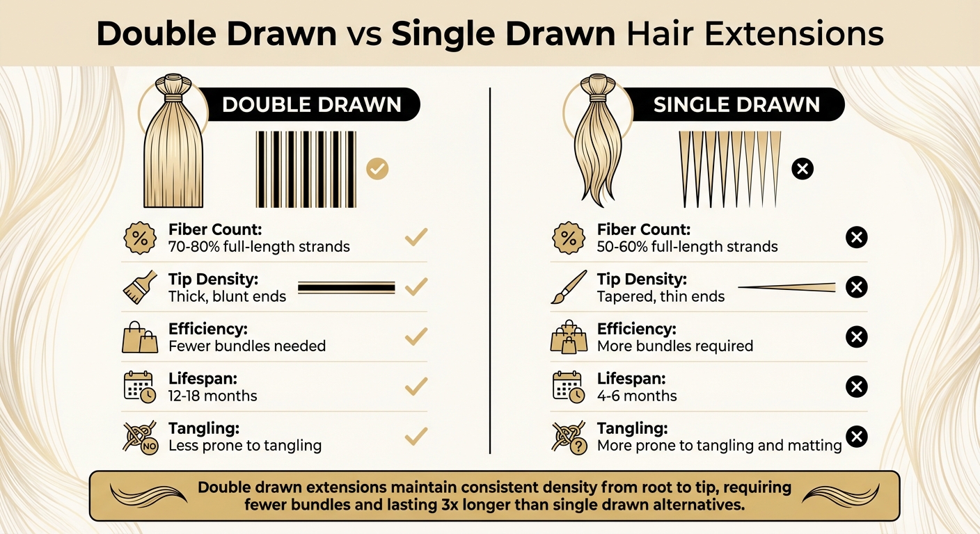 Double Drawn vs Single Drawn Hair Extensions Comparison