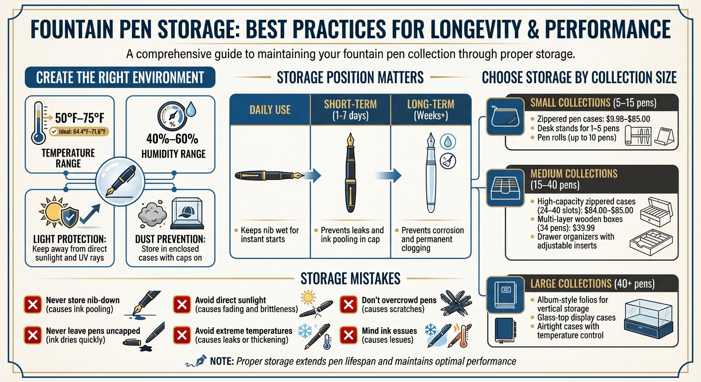 Fountain Pen Storage Guide: Optimal Conditions and Positioning by Use Case
