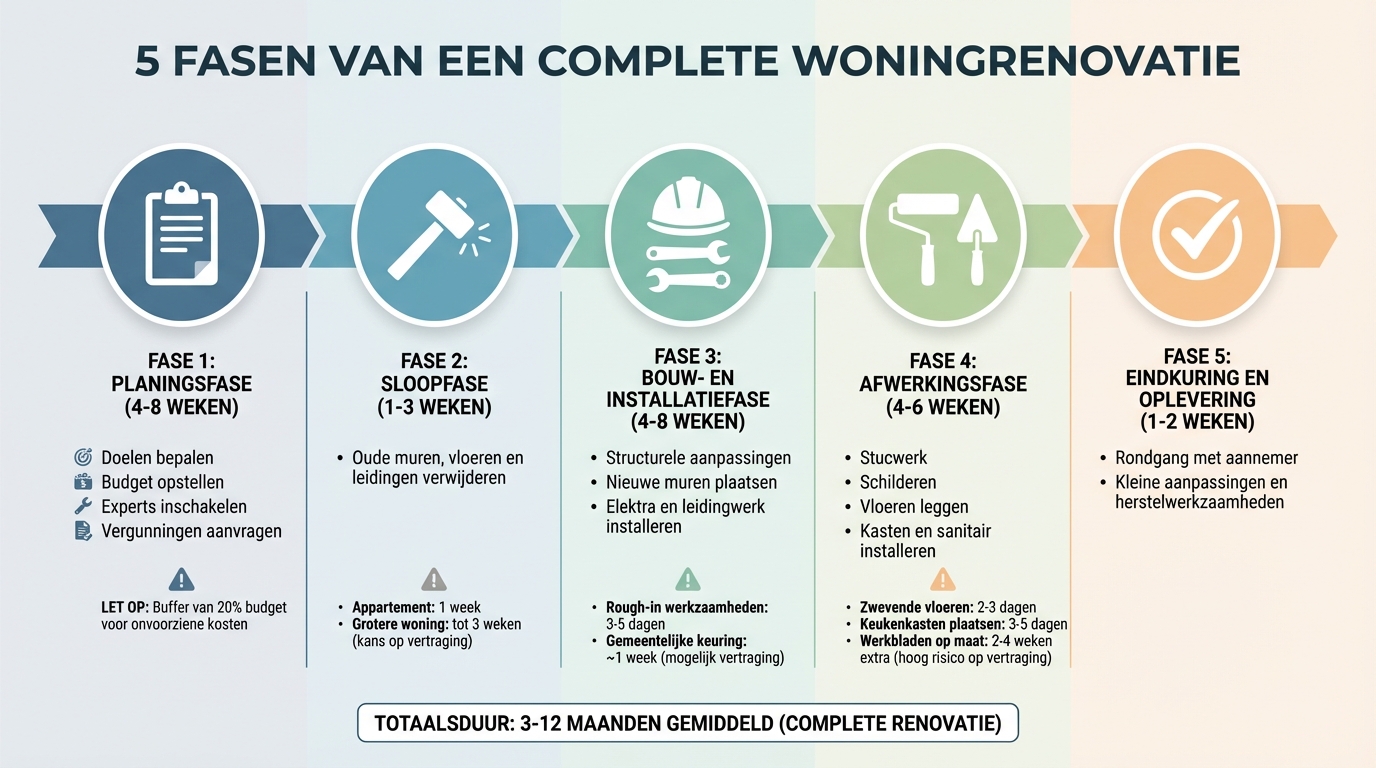 Tijdlijn renovatiefases: van planning tot oplevering