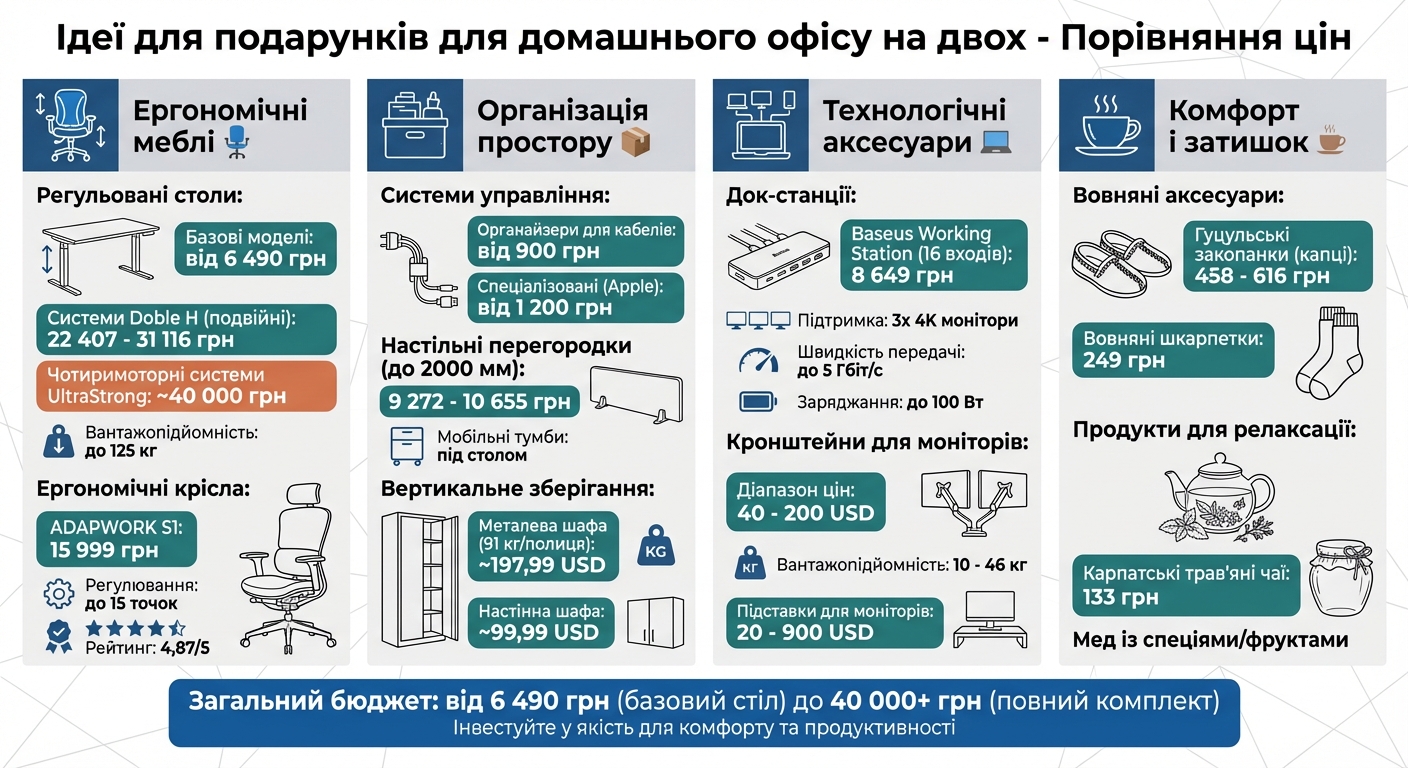 Порівняння цін на меблі та аксесуари для домашнього офісу на двох