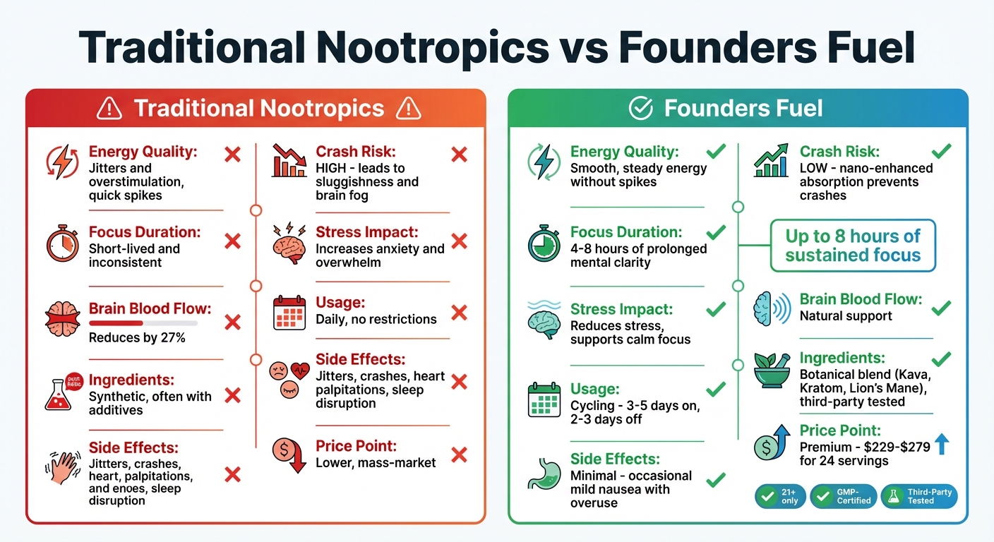 Traditional Nootropics vs Founders Fuel: Side-by-Side Comparison