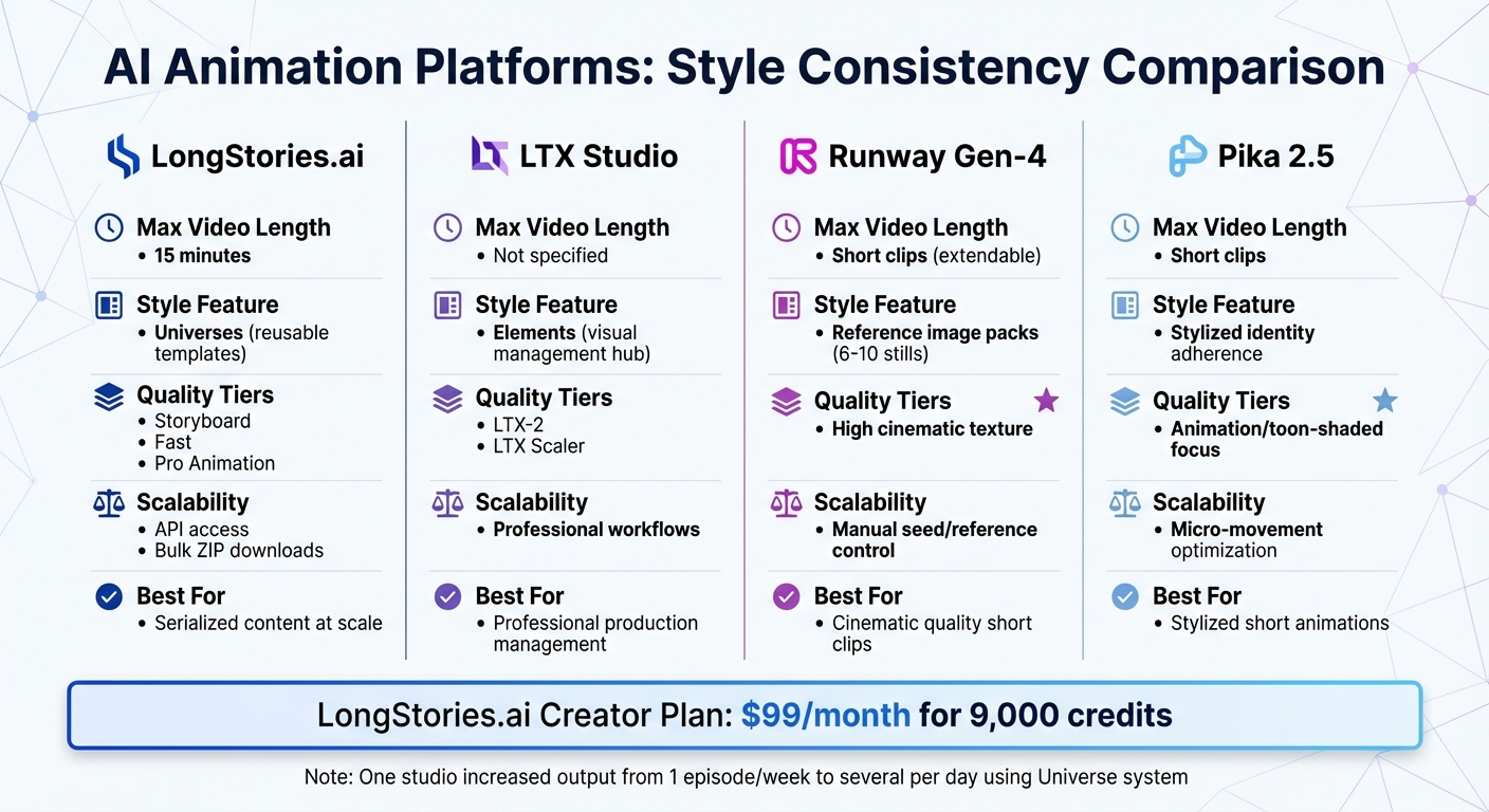 AI Animation Platform Comparison for Style Consistency
