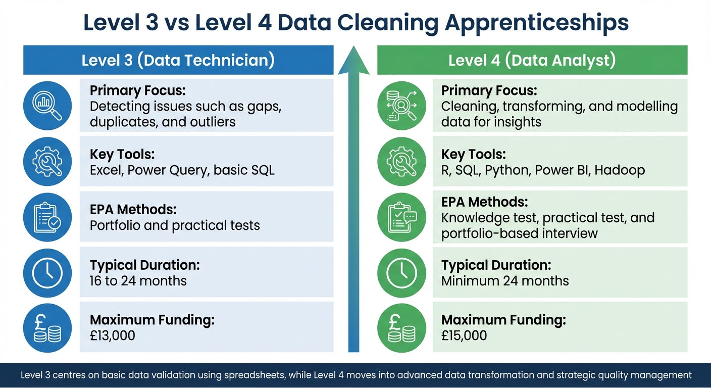 Level 3 vs Level 4 Data Cleaning Apprenticeships Comparison