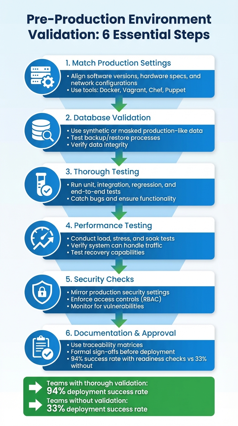 6-Step Pre-Production Environment Validation Checklist