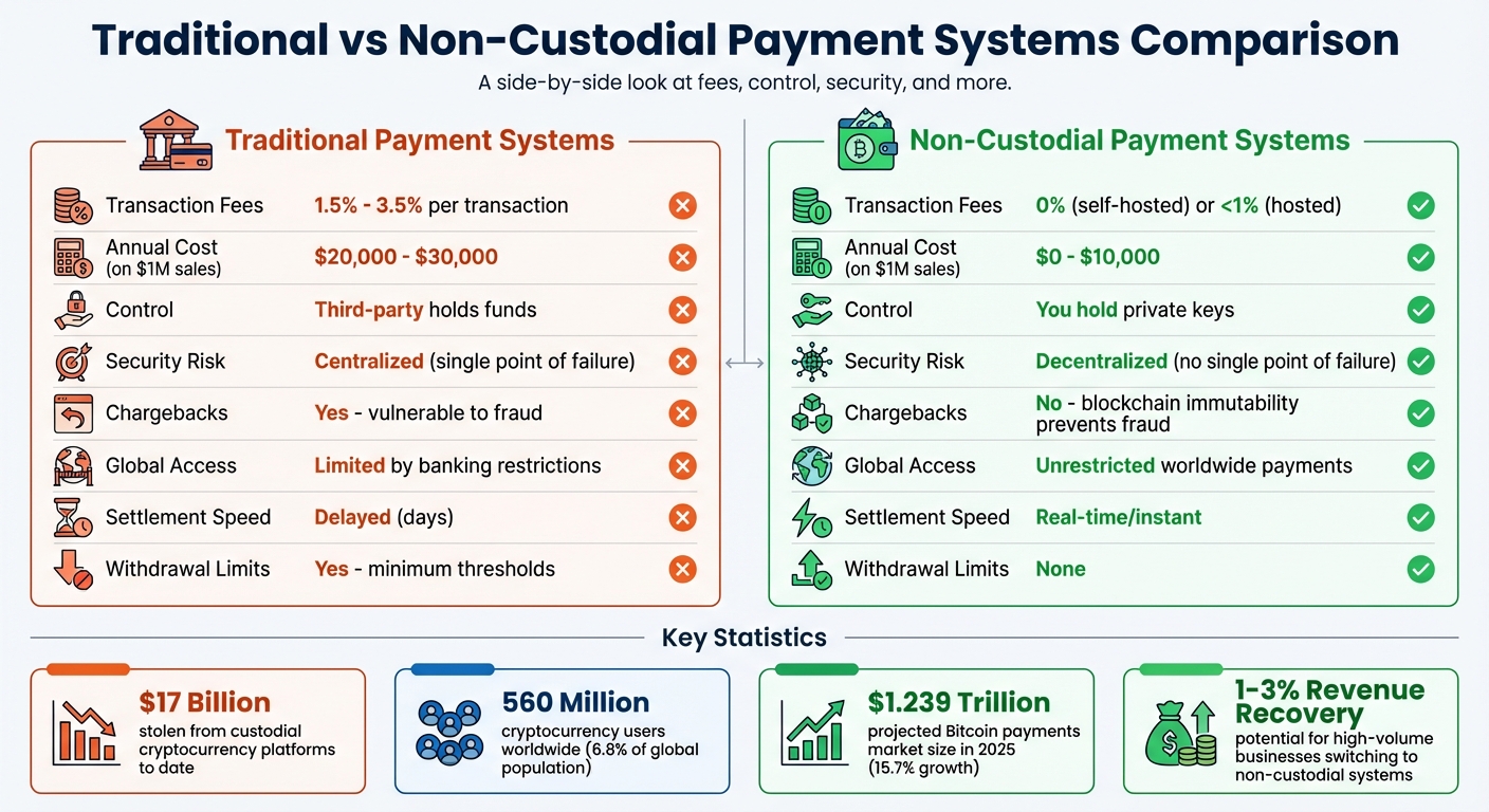 Traditional vs Non-Custodial Payment Systems: Cost and Feature Comparison