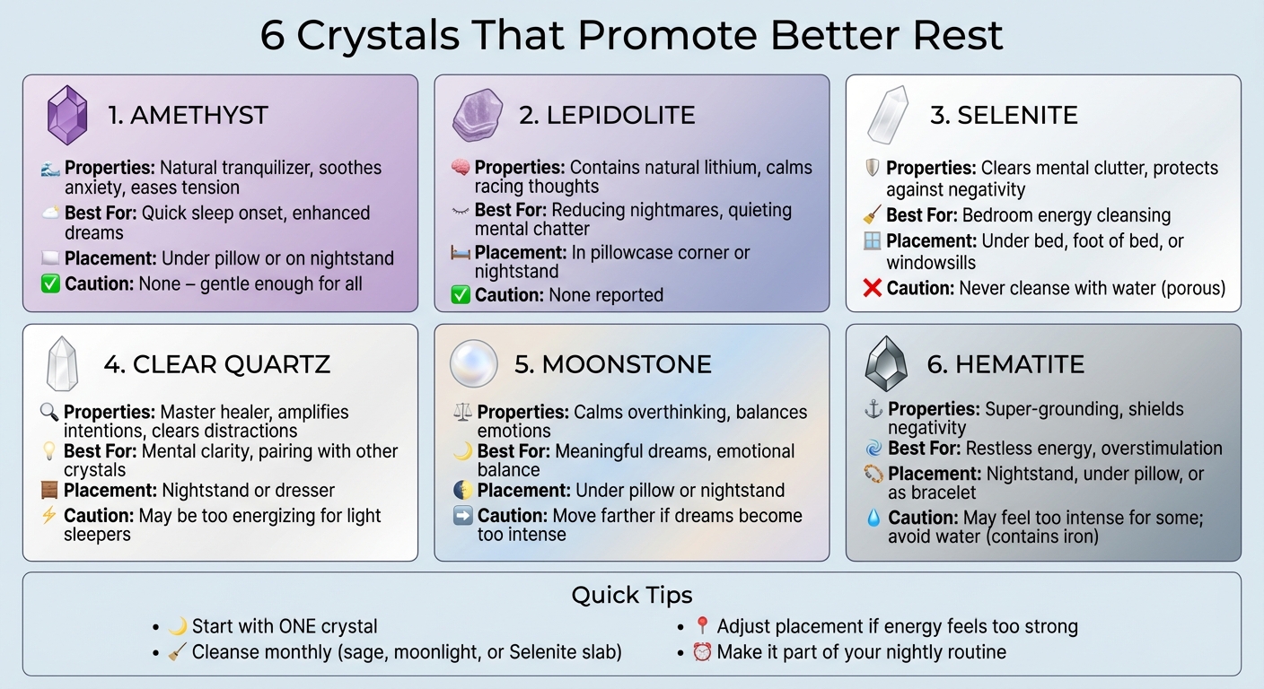6 Sleep-Promoting Crystals: Properties, Benefits, and Usage Guide