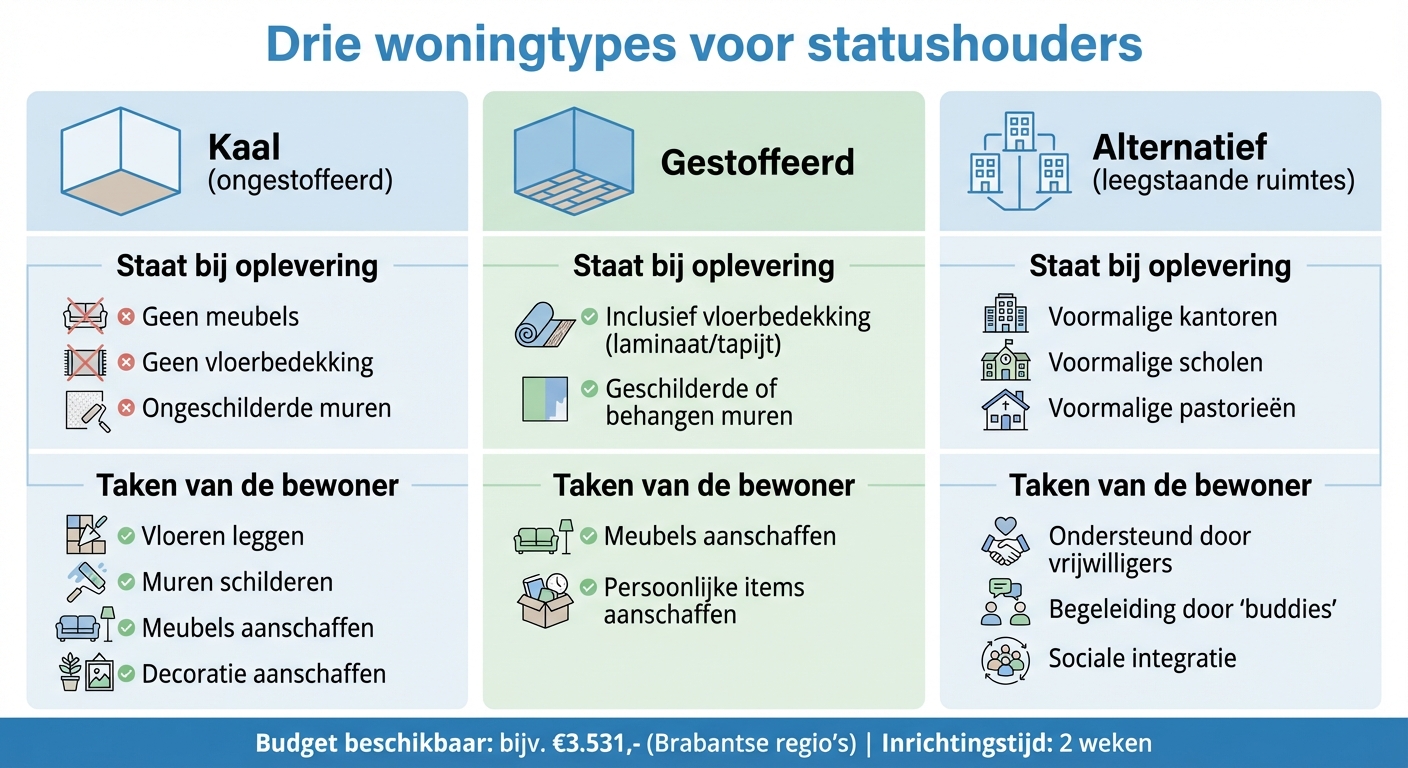 Woningtypes voor statushouders: staat en benodigde taken vergelijking