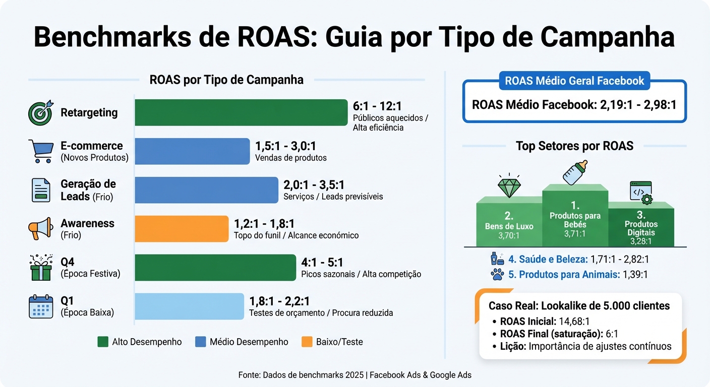 Benchmarks de ROAS por Tipo de Campanha e Setor em Redes Sociais