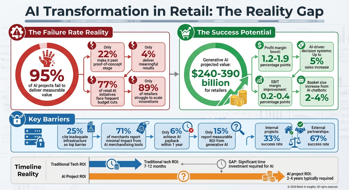 AI Implementation Success Rates and ROI Impact in Retail