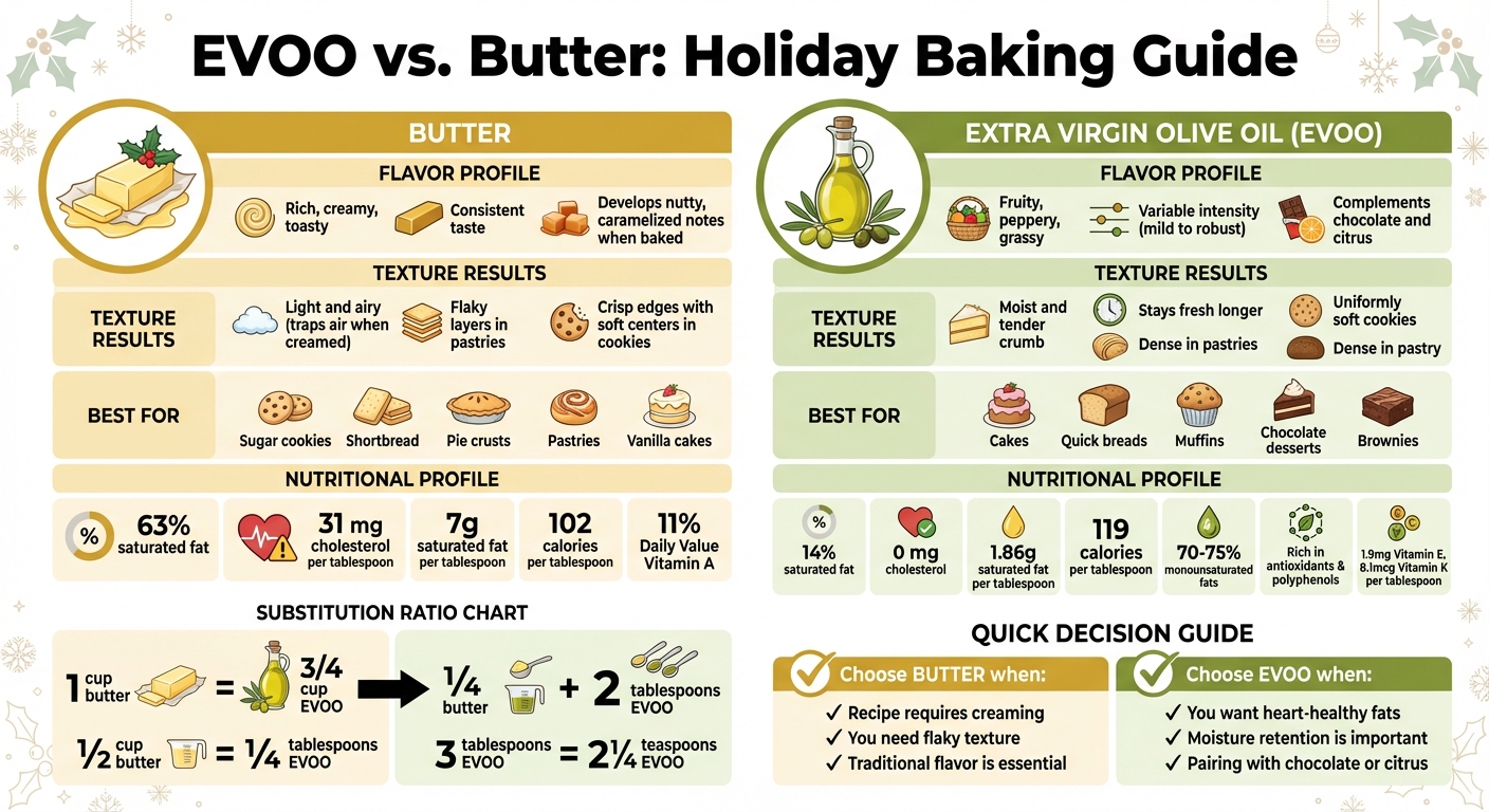 EVOO vs Butter Baking Comparison: Flavor, Texture, Health Benefits