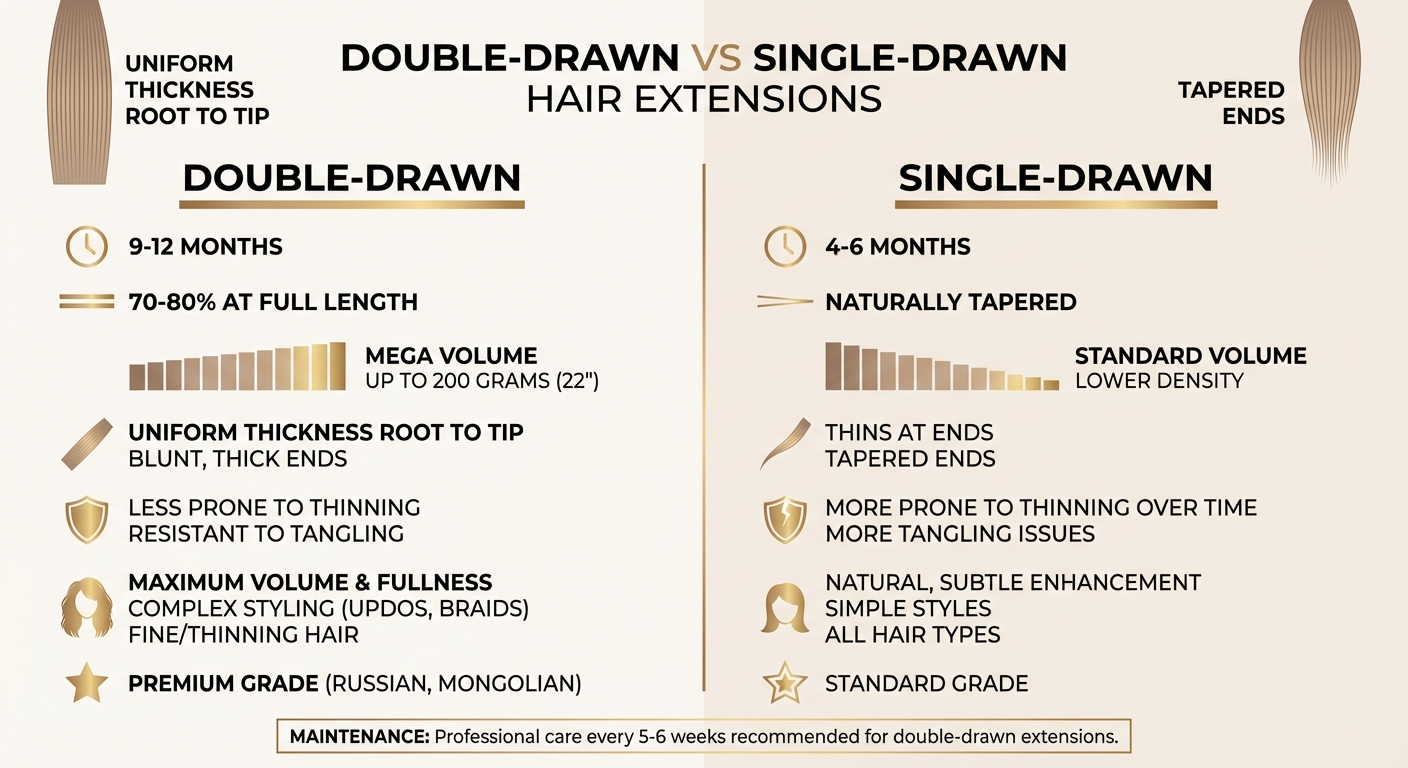 Double-Drawn vs Single-Drawn Hair Extensions Comparison