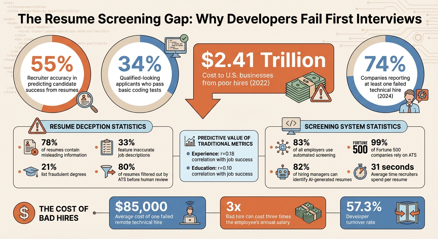 The Hidden Cost of Resume-Based Hiring: Key Statistics on Developer Screening Failures