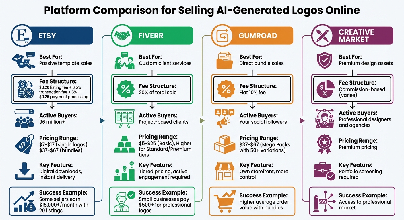 Platform Comparison for Selling AI-Generated Logos Online
