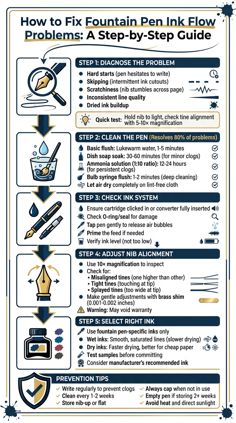 Step-by-Step Guide to Diagnosing and Fixing Fountain Pen Ink Flow Issues