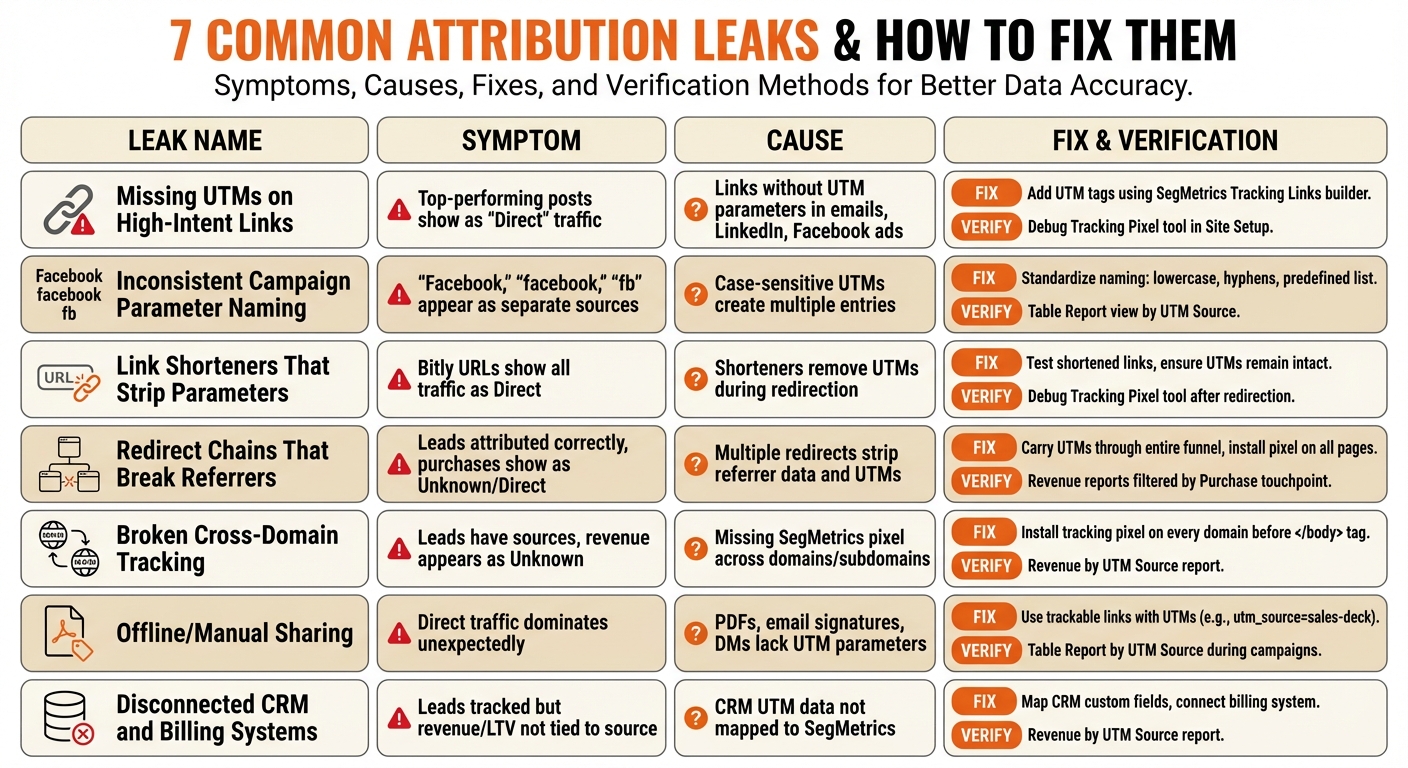 7 Common Attribution Leaks: Symptoms, Causes, and Quick Fixes
