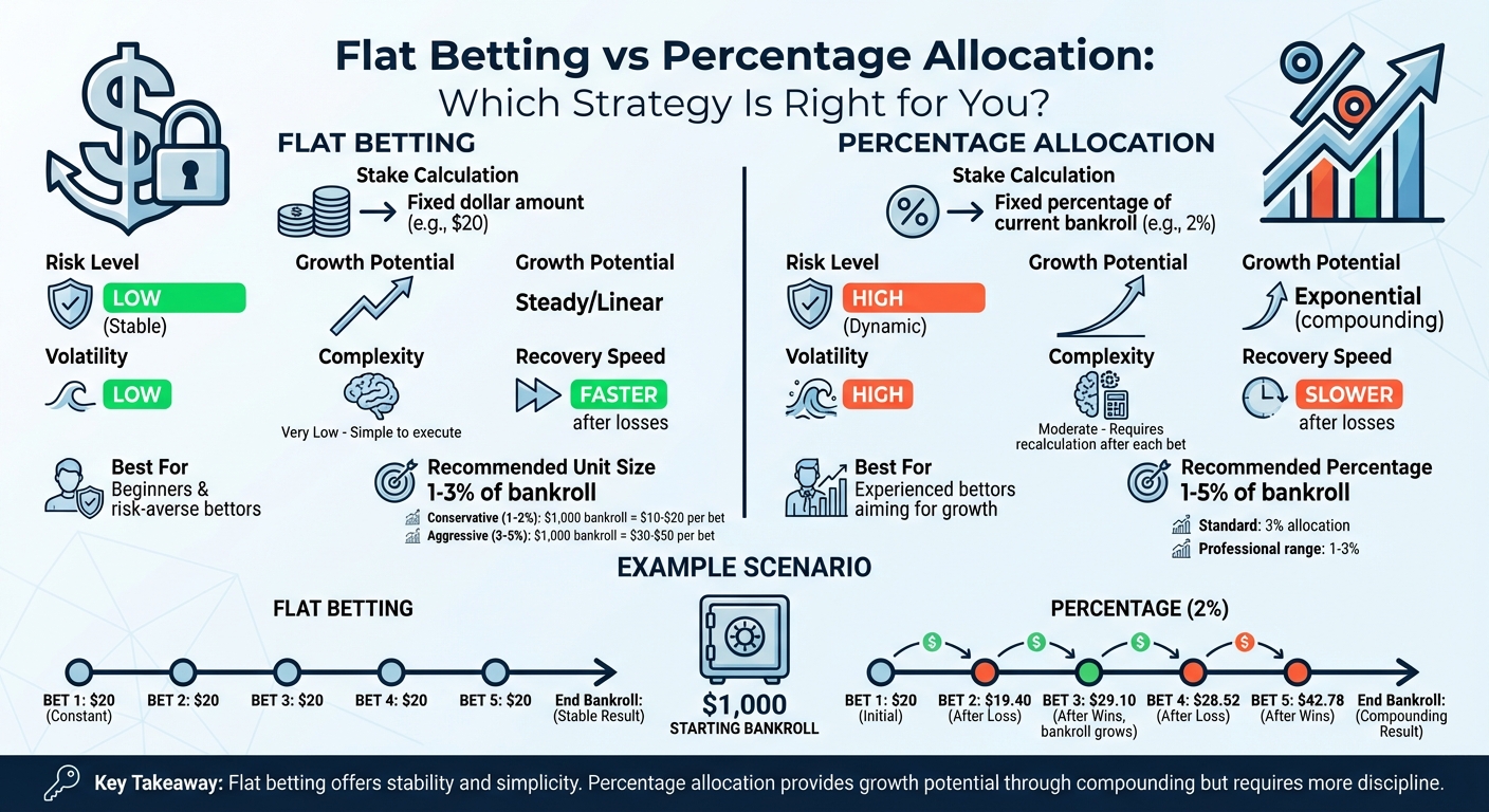 Flat Betting vs Percentage Allocation Comparison Chart