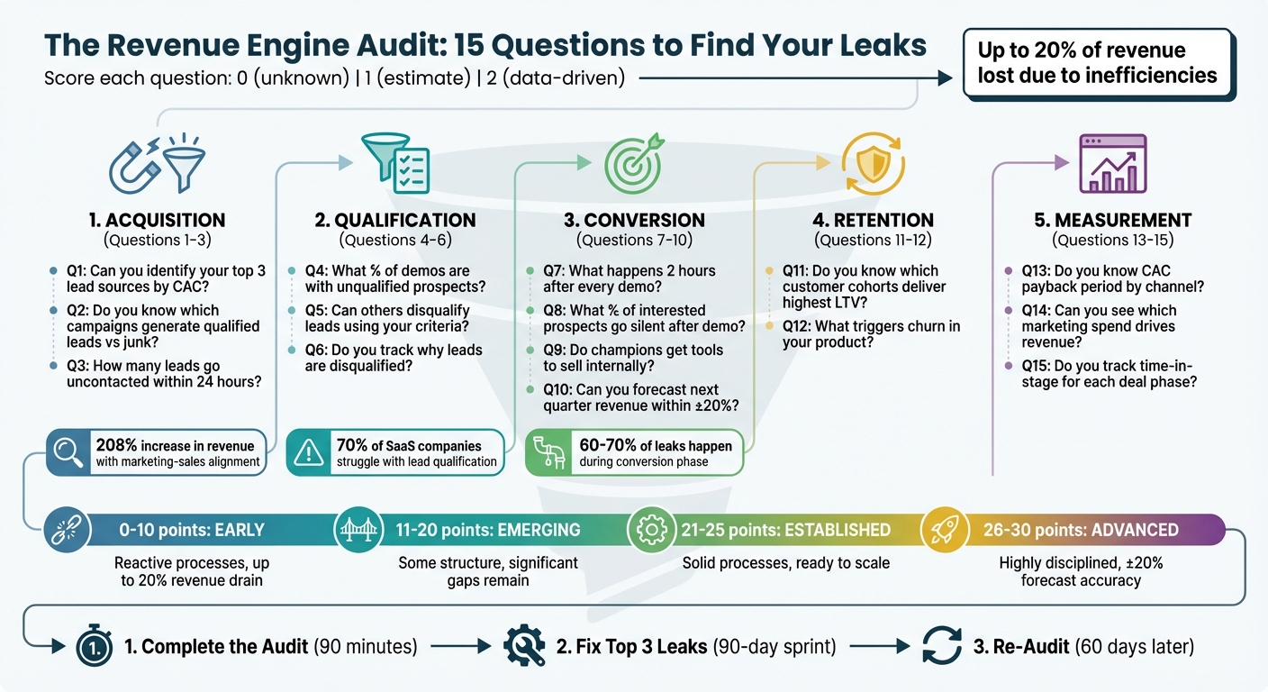 Revenue Engine Audit: 15-Question Framework with Scoring System