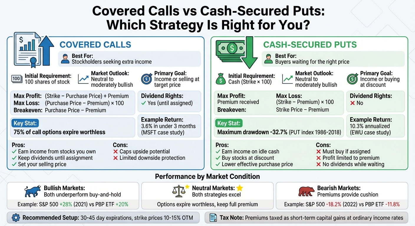 Covered Calls vs Cash-Secured Puts: Side-by-Side Comparison