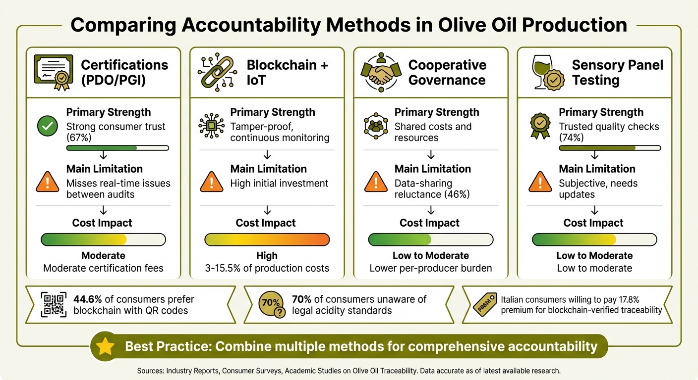 Olive Oil Supply Chain Accountability Methods Comparison