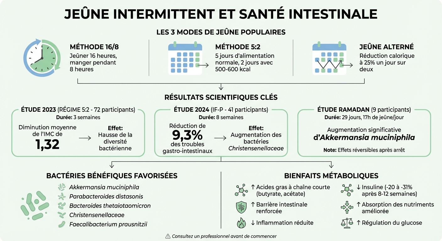 Comparaison des 3 méthodes de jeûne intermittent et leurs effets sur le microbiome intestinal