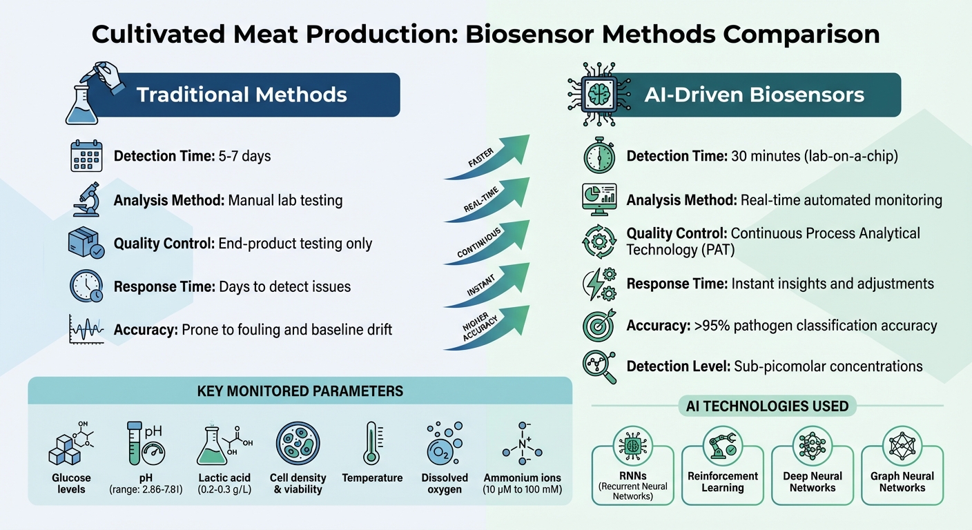 Traditional vs AI-Driven Biosensors in Cultivated Meat Production