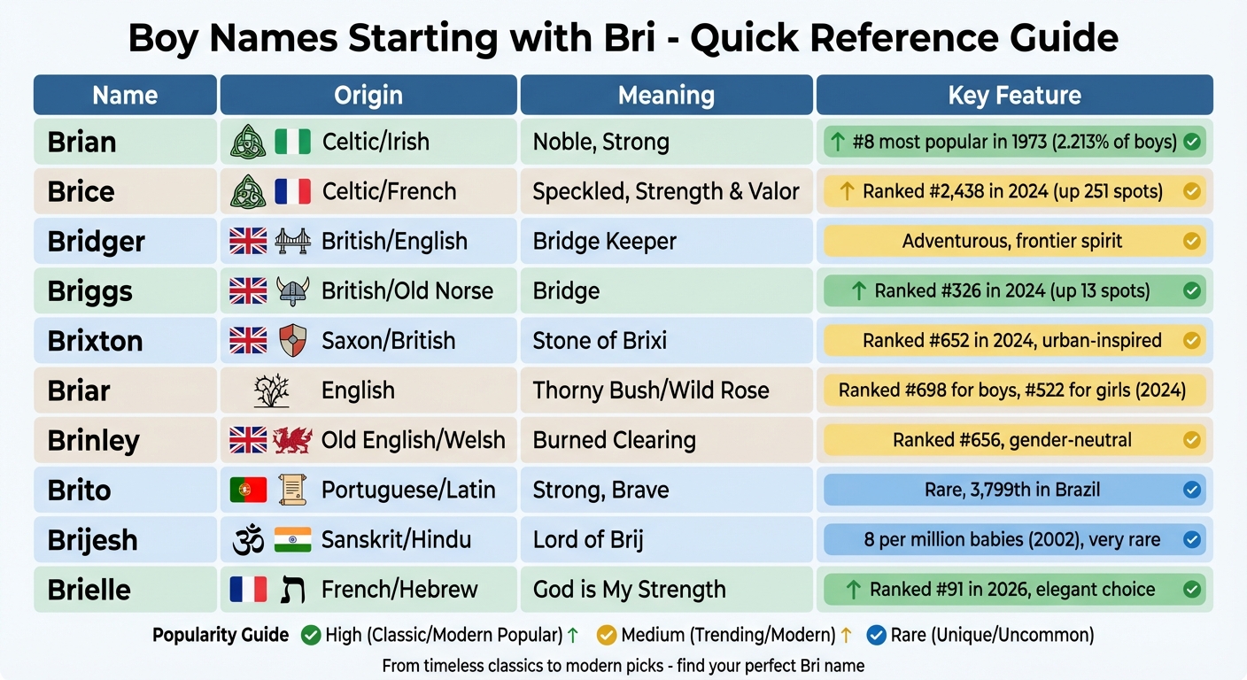 10 Boy Names Starting with Bri: Origins, Meanings & Popularity Comparison