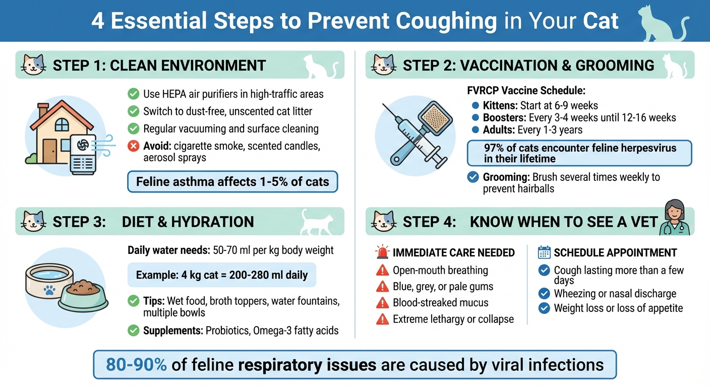 4-Step Guide to Preventing Cat Coughing: Environment, Vaccination, Diet & Warning Signs