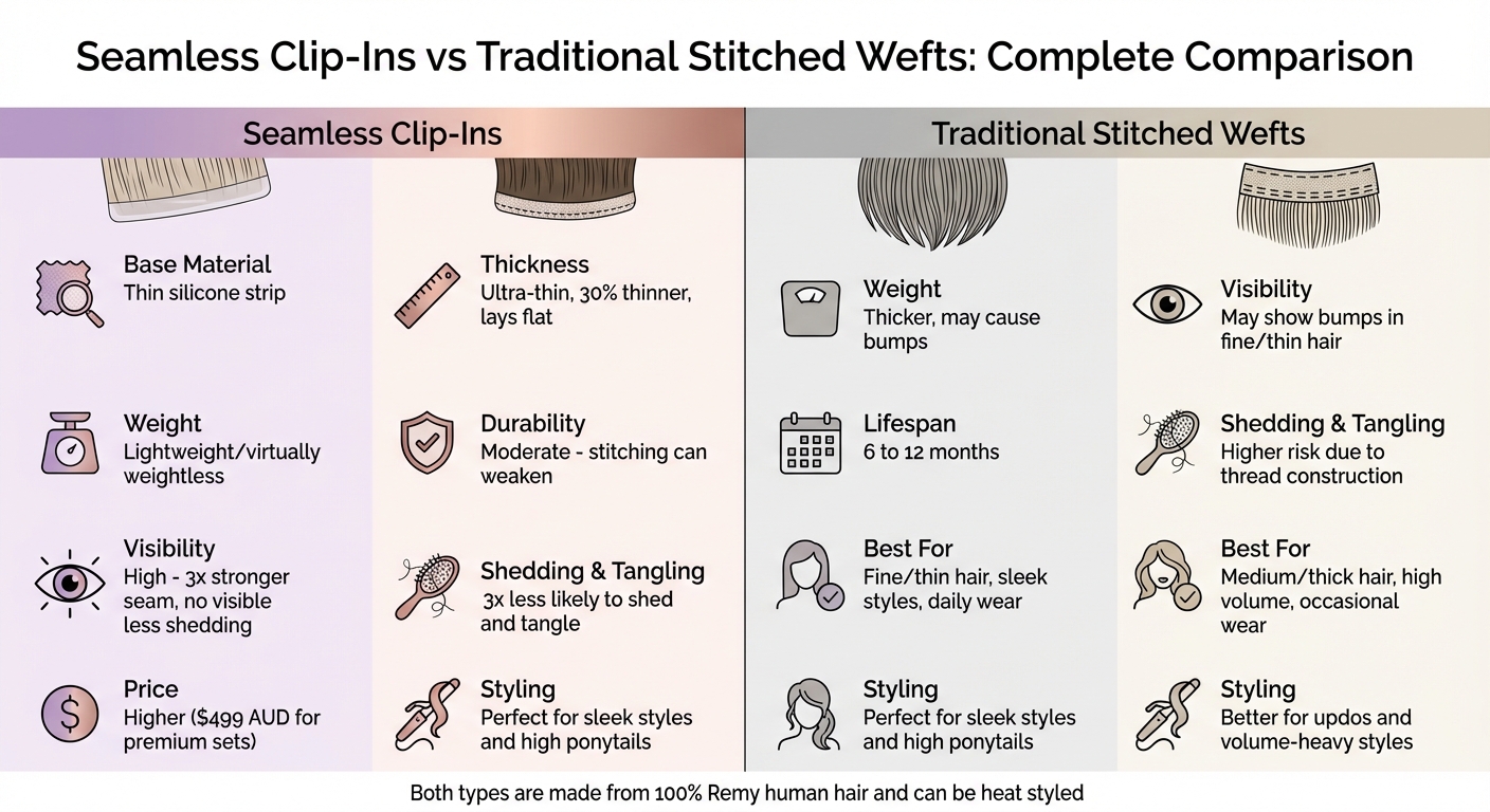 Seamless vs Traditional Hair Extensions Comparison Chart