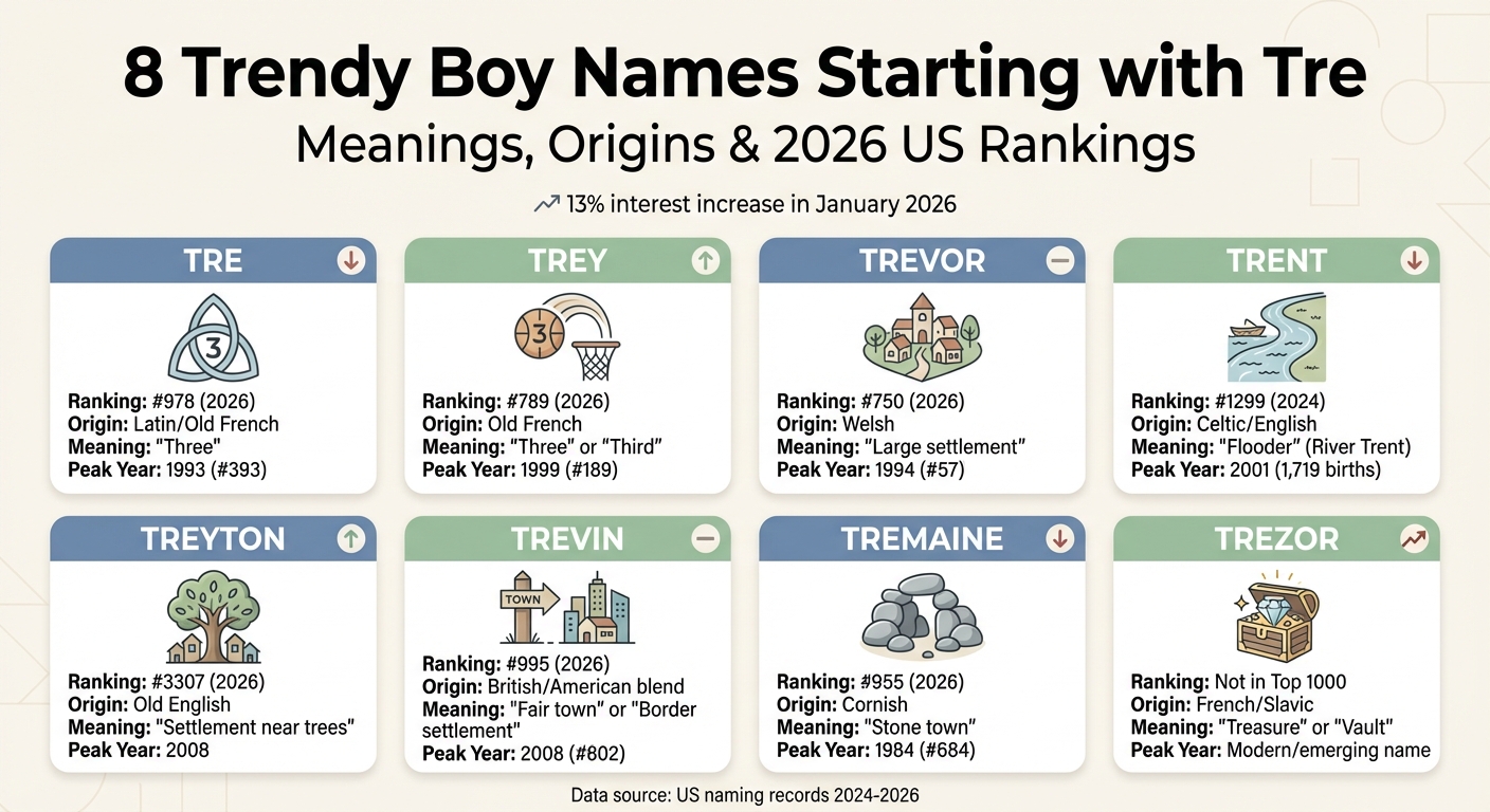 8 Trendy Boy Names Starting with Tre: Meanings, Origins and Popularity Rankings