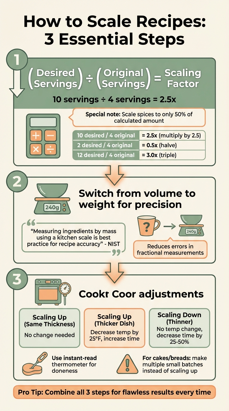 How to Scale Recipes: 3-Step Process from Cups to Grams