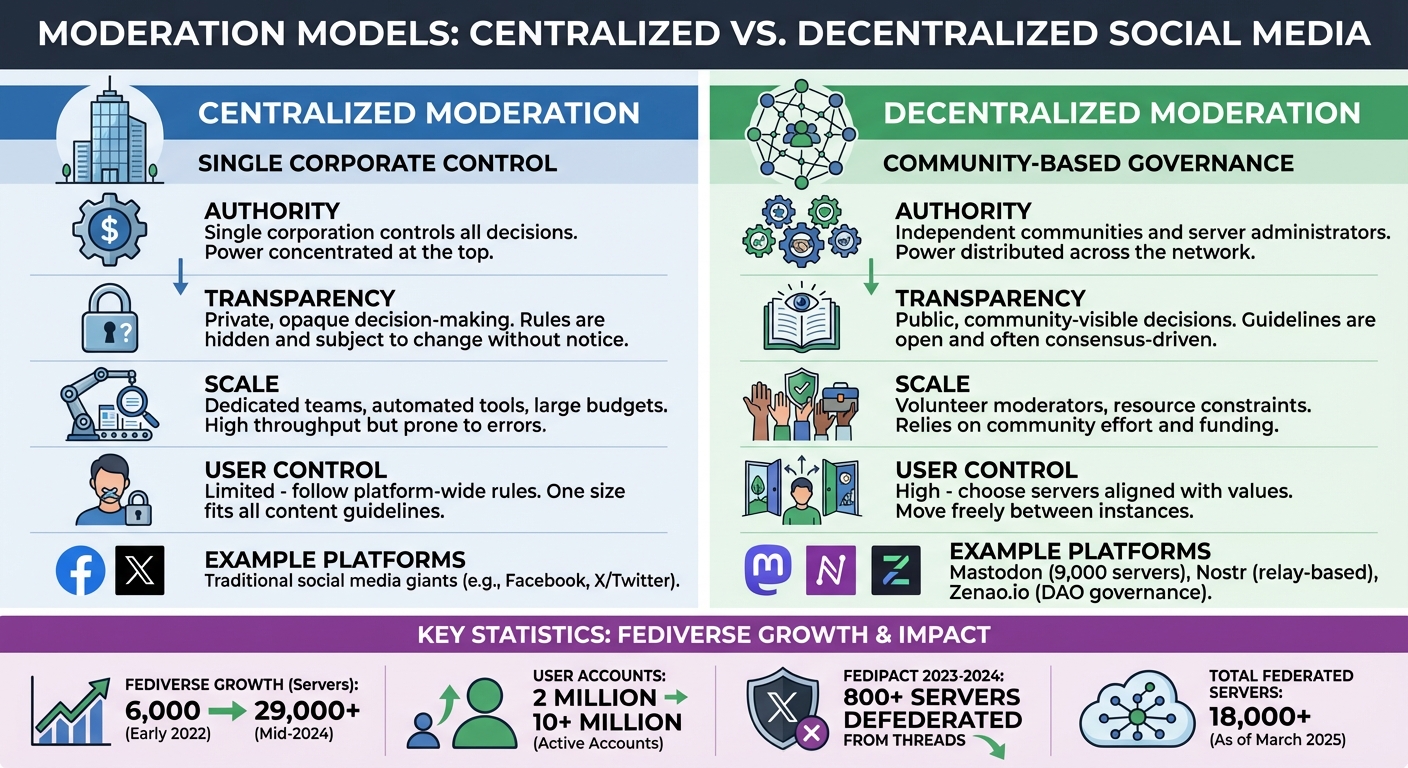 Decentralized vs Centralized Social Media Moderation: Key Differences
