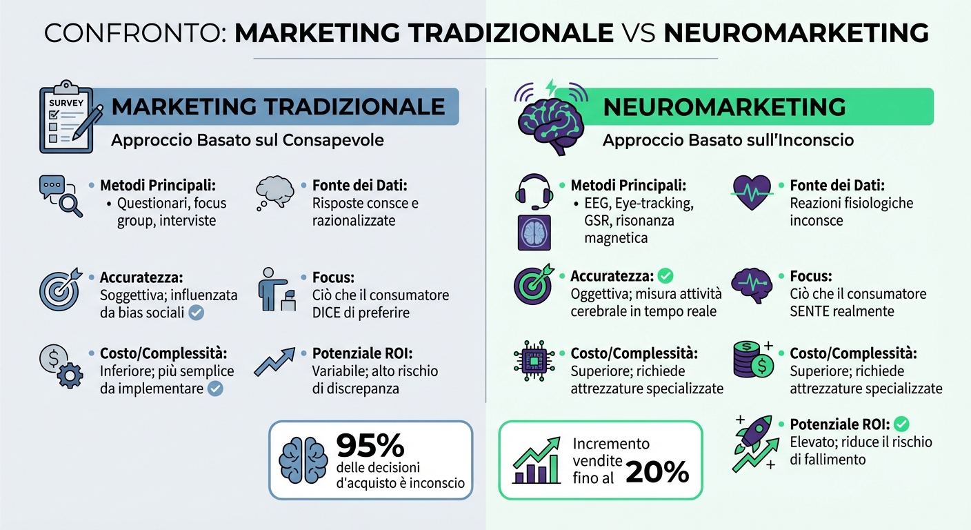 Come usare il neuromarketing per aumentare le vendite locali 2 Marketing tradizionale vs neuromarketing: confronto metodi e roi