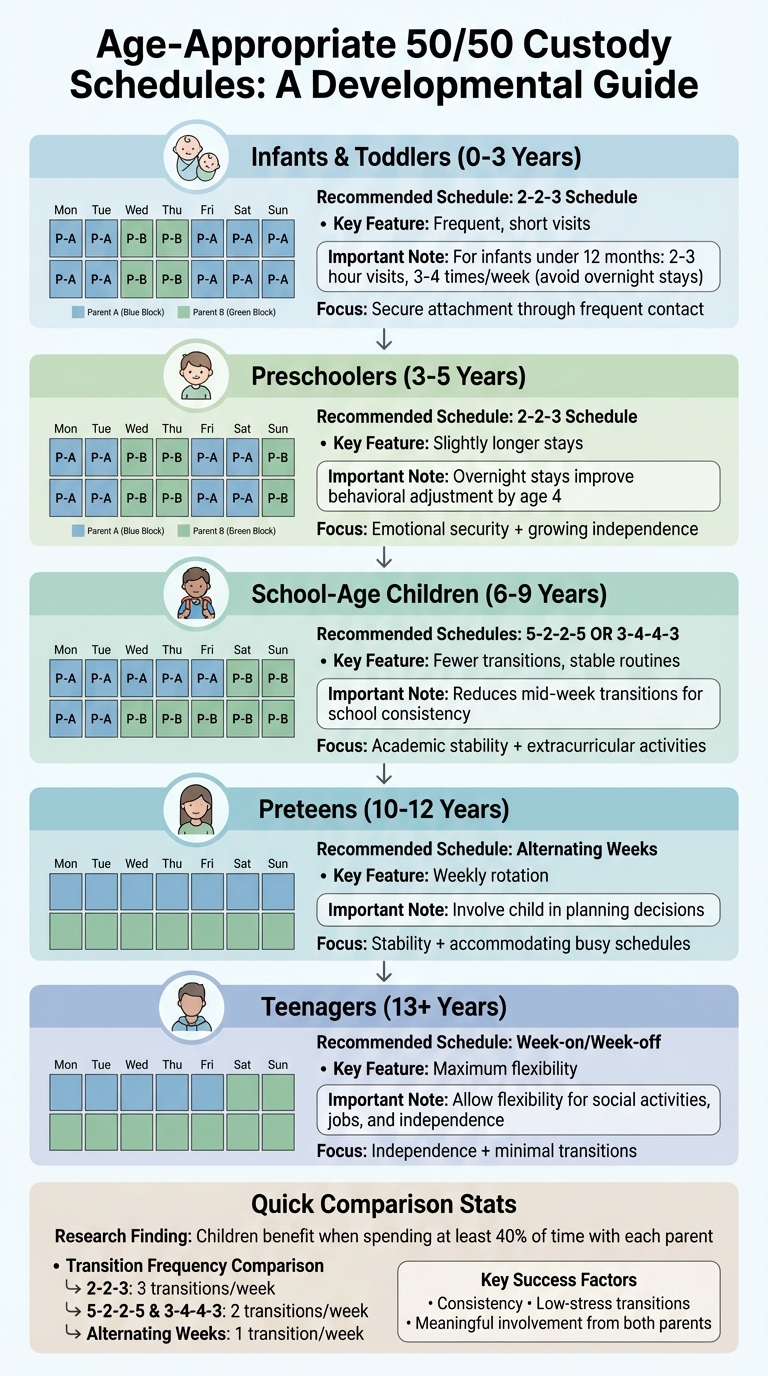 Age-Appropriate 50/50 Custody Schedules Guide by Child Development Stage