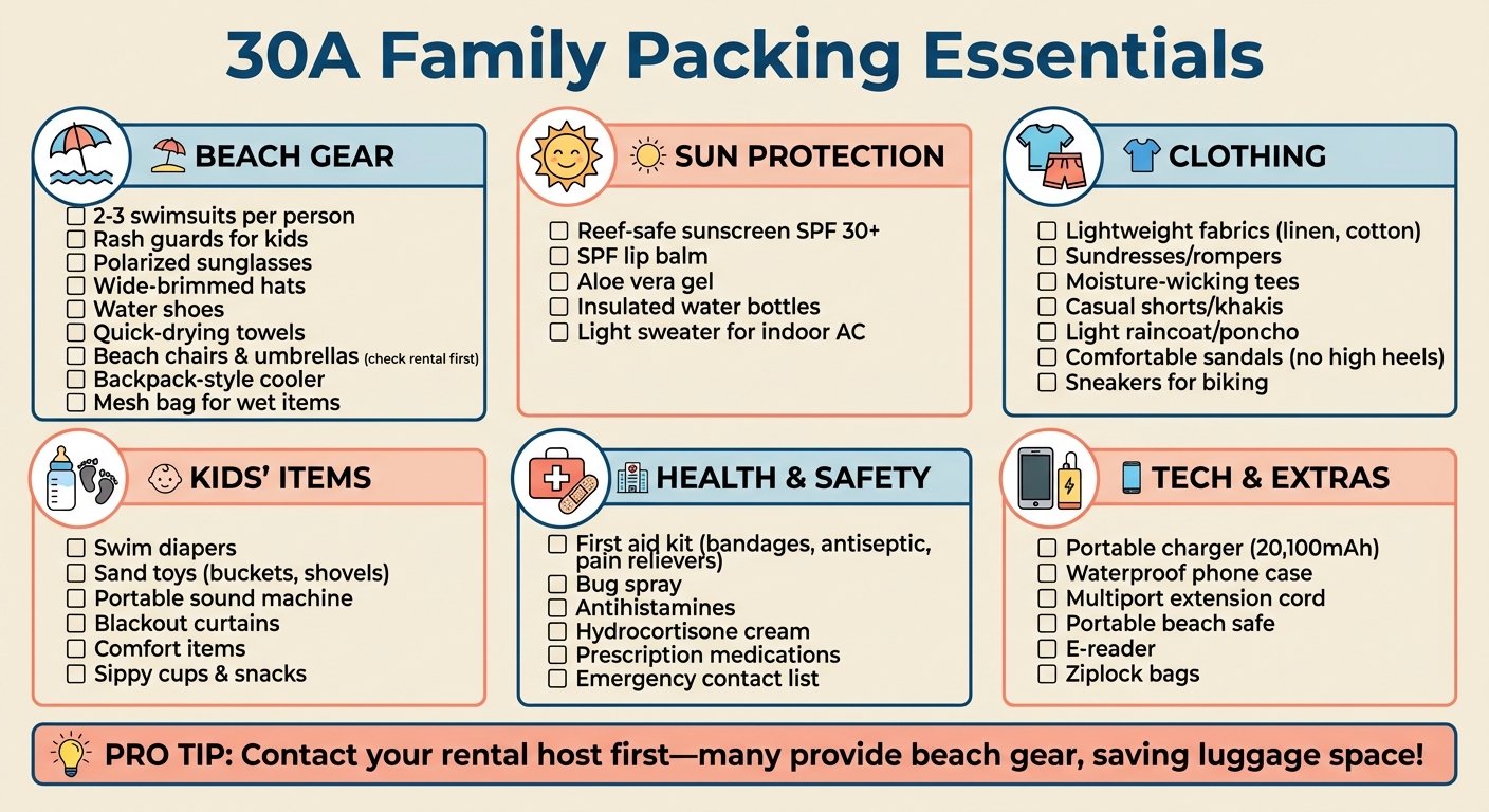 30A Beach Packing Checklist for Families: Essential Items Guide