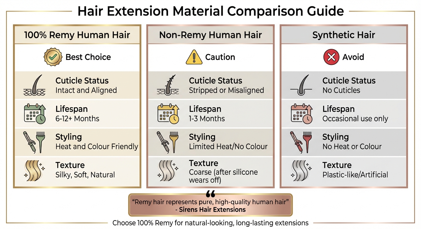 Hair Extension Material Comparison: Remy vs Non-Remy vs Synthetic