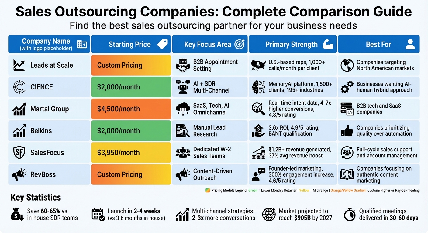Sales Outsourcing Companies Comparison: Pricing, Features & Strengths