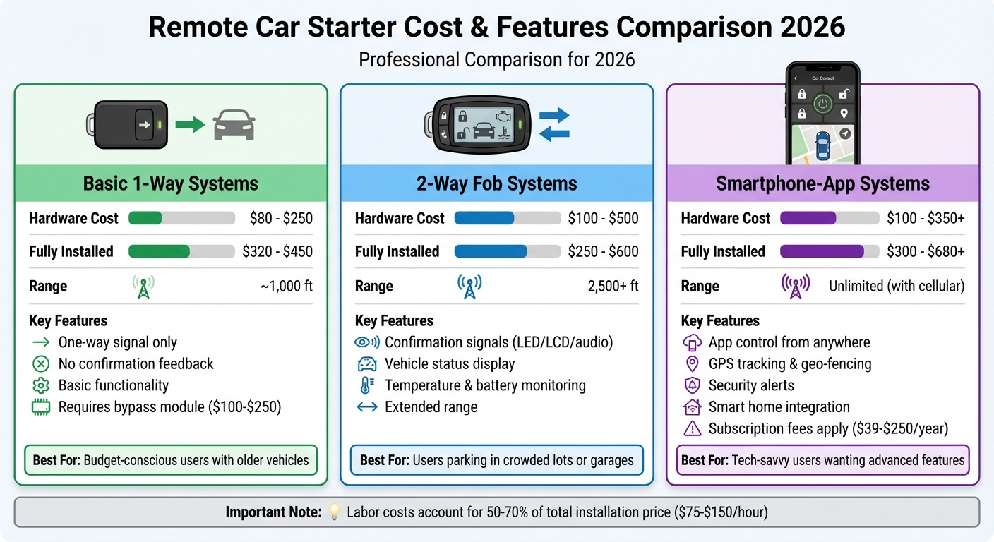 Remote Car Starter Types: Cost Comparison and Features Guide 2026