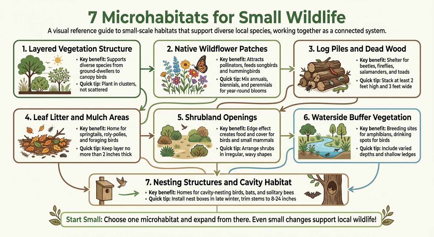 7 Microhabitats for Small Wildlife: Quick Reference Guide