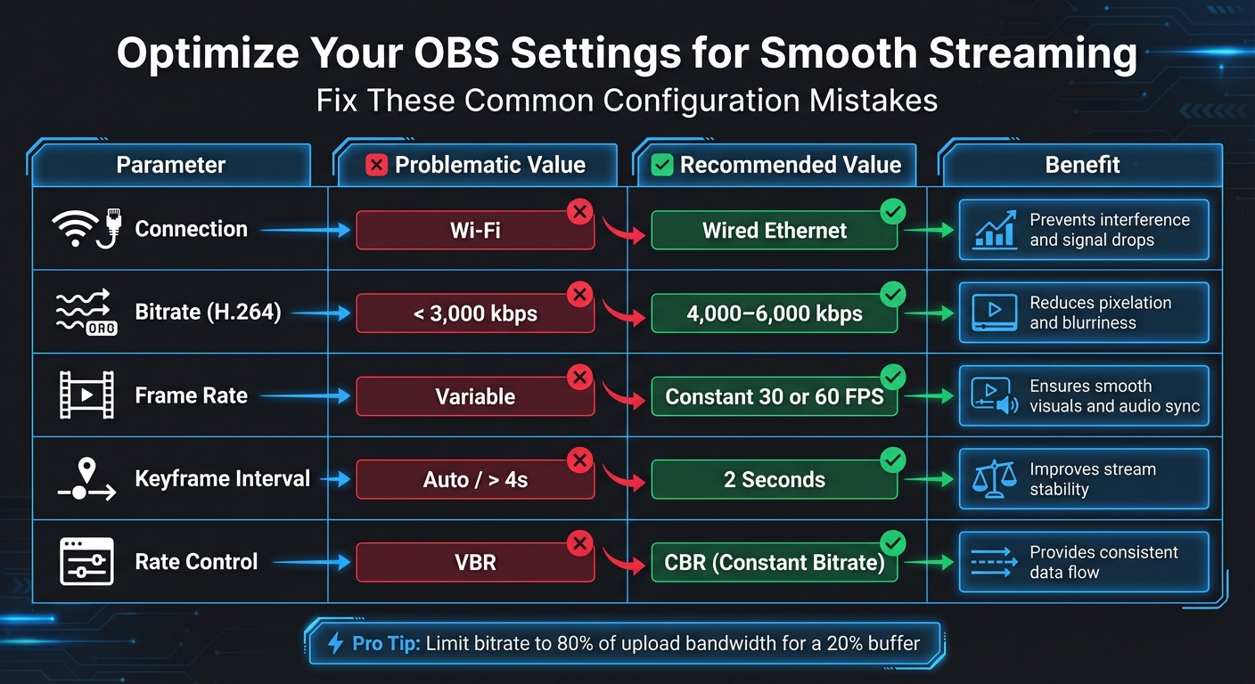 OBS Streaming Settings: Problematic vs Recommended Values